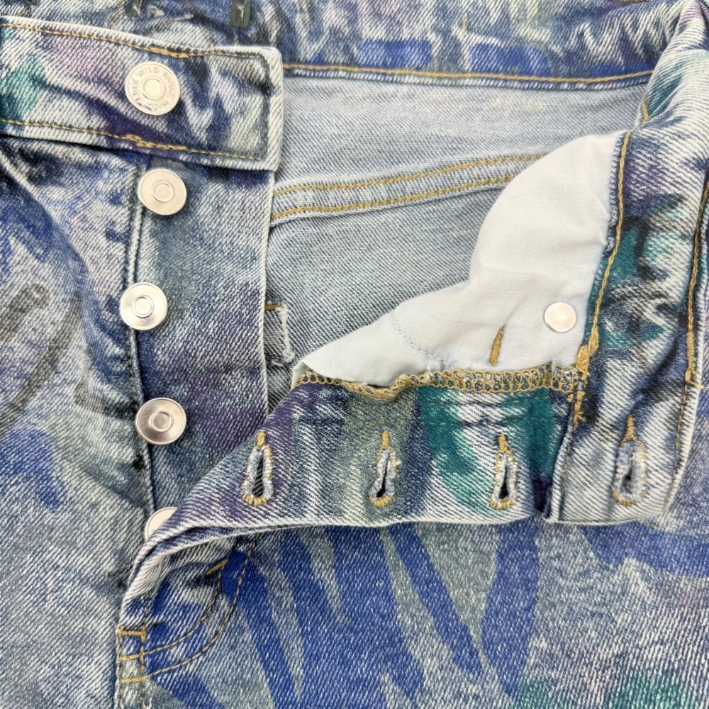 Upcycled Thrashed Denim Skirt Asymmetrical Raw Hem Patchwork Grunge Y2K 2 Punk - Picture 4 of 7